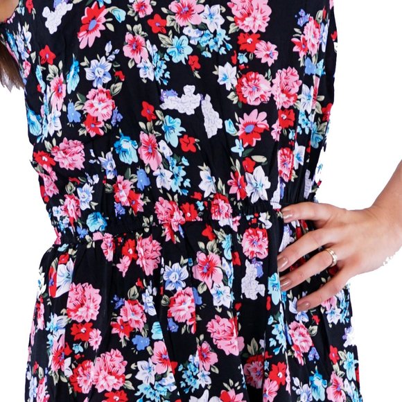 Sumer Floral Romper Shorts Strappy Back Spaghetti Straps Elastic Wais - Picture 3 of 7